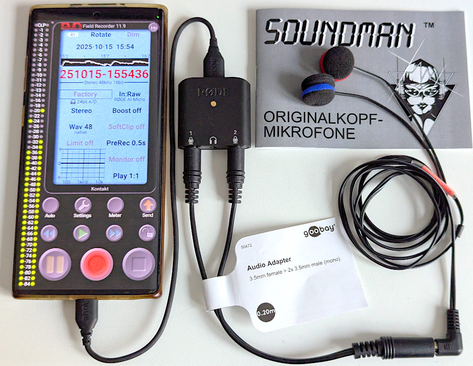 Field Recorder mit <i>Soundman™ OKM II</i> und <i>Rode™ AI-Micro</i>